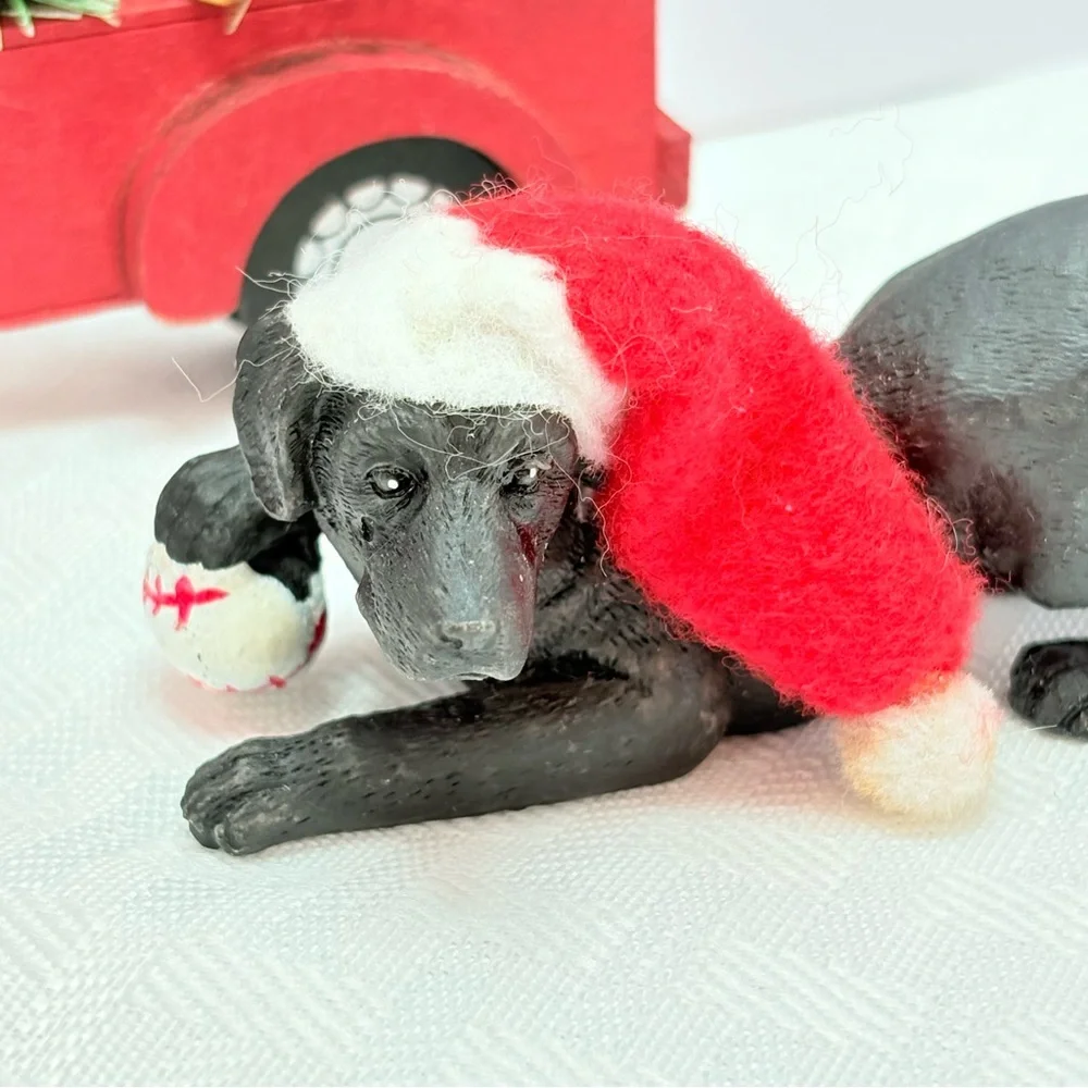 6 for$20❤️bundle item! Festive Dog Figurines with Red Truck Christmas Ornaments